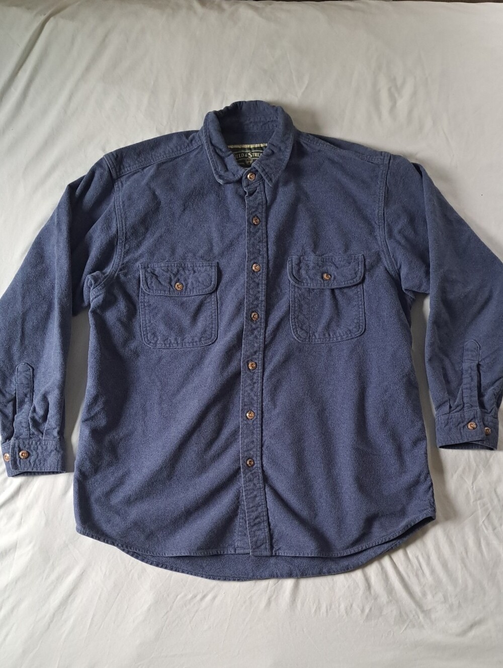 Field & Stream Heavyweight Blue Cotton Chamois Flannel Shirt XL Gorpcore Indie